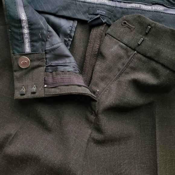Express Studio Editor Pants Trousers Career Work Office Wear Dark Brown Size 4 - Picture 7 of 14